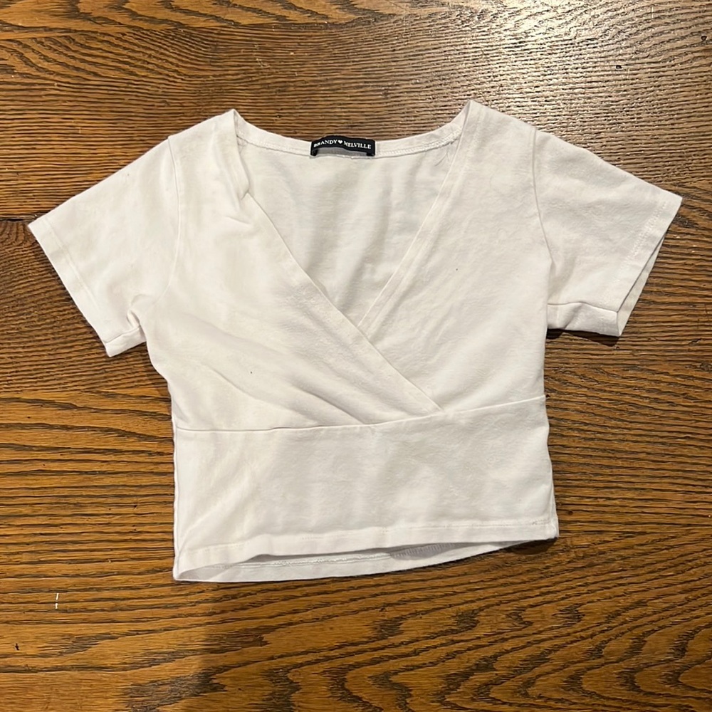 Brandy Melville white cropped shirt